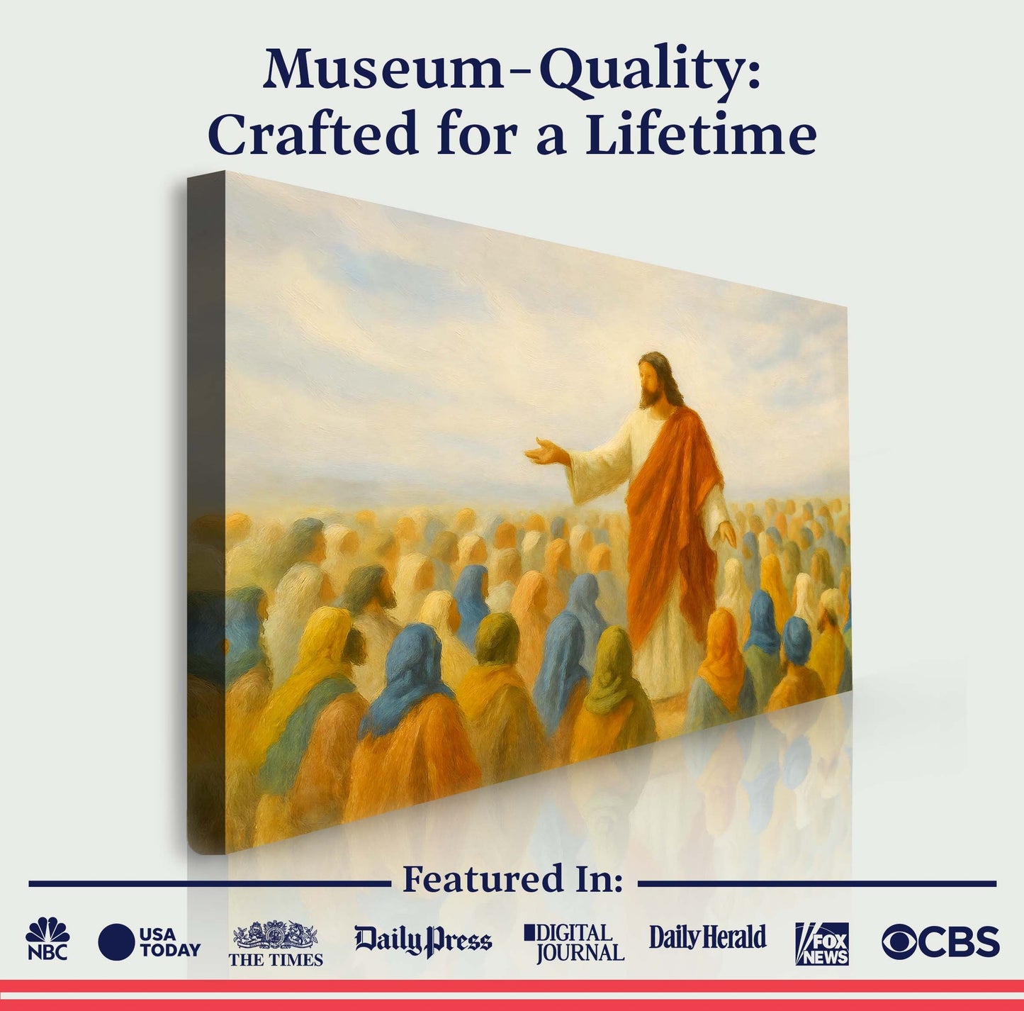 Jesus Teaching Crowd Christian Canvas Wall Art
