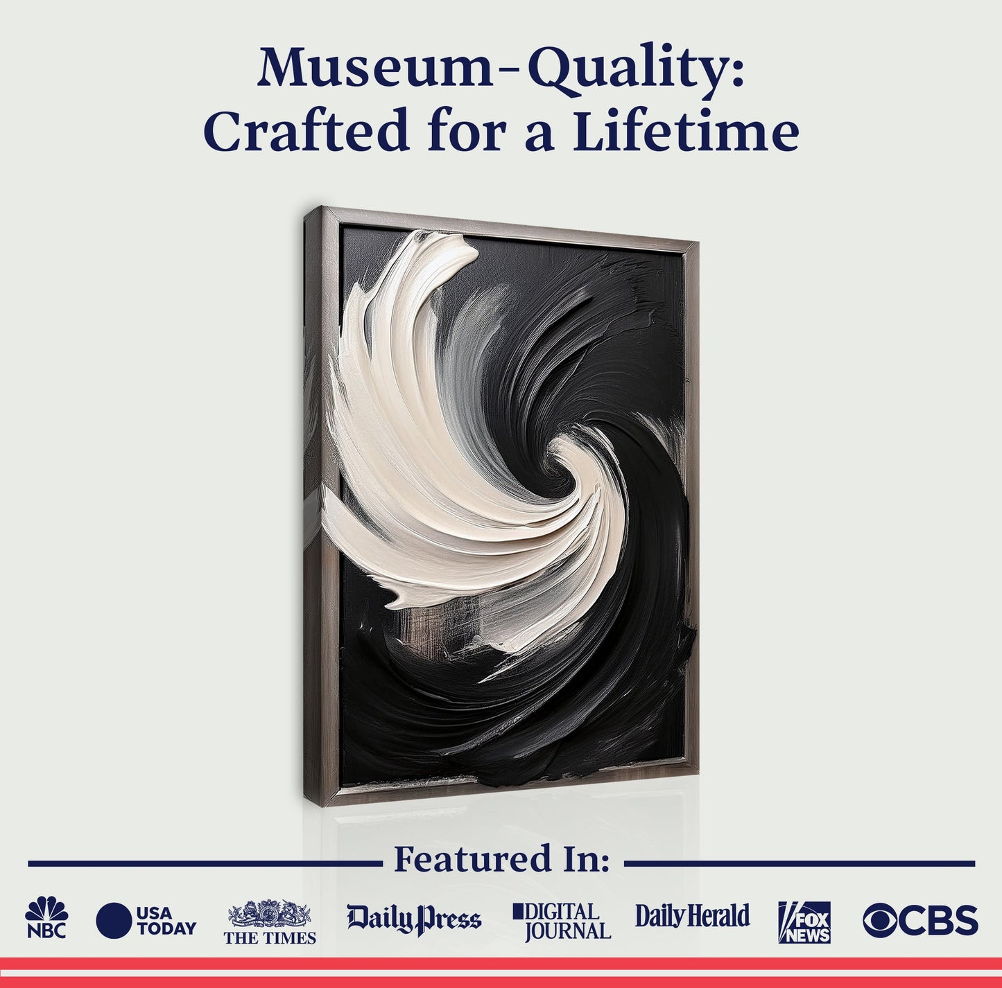 Black and White Vortex Abstract Canvas Wall Art