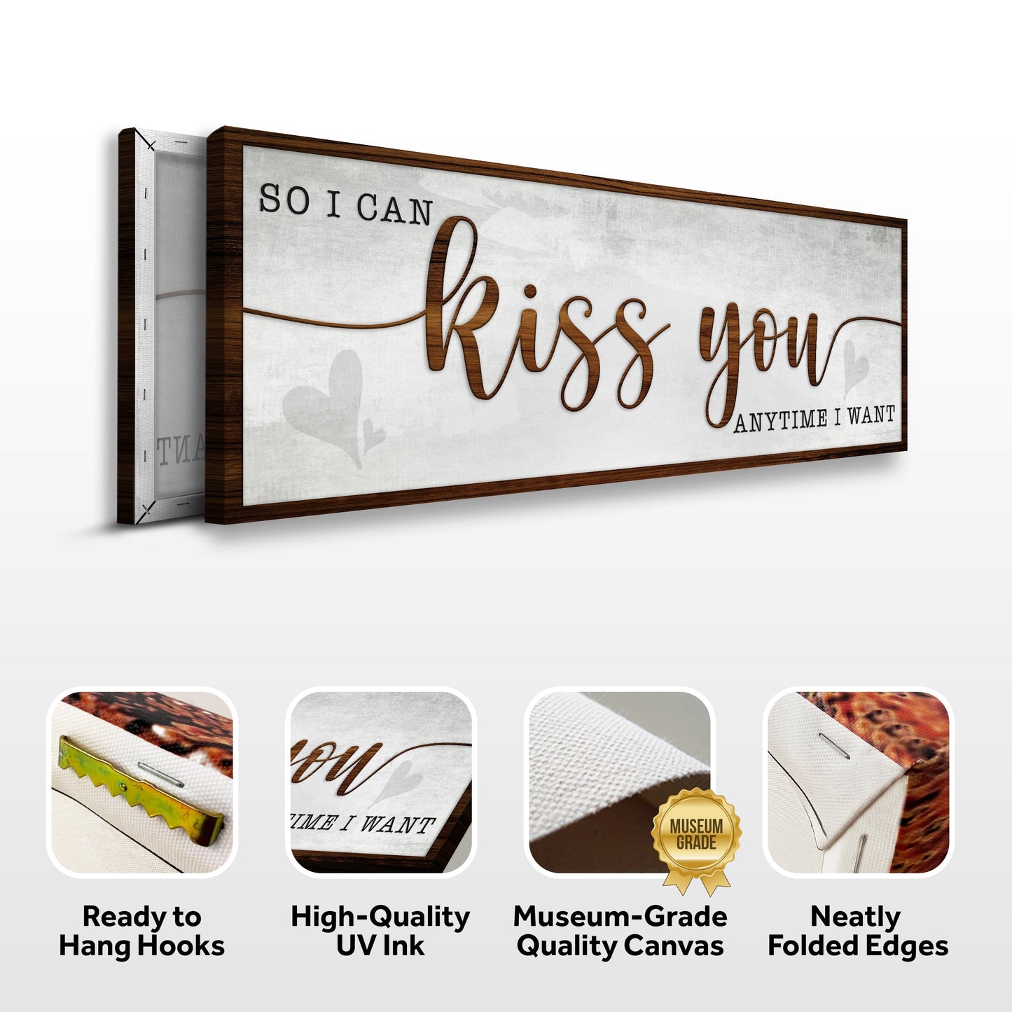 So I Can Kiss You Anytime Bedroom Quote Canvas Wall Art