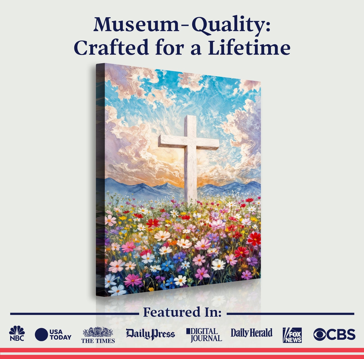Cross Floral Field Faith Canvas Wall Art II