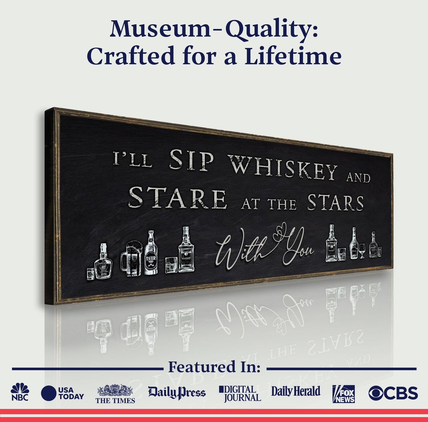 Sip Whiskey With You Bar Sign Canvas Wall Art