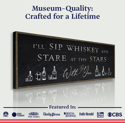 Sip Whiskey With You Bar Sign Canvas Wall Art