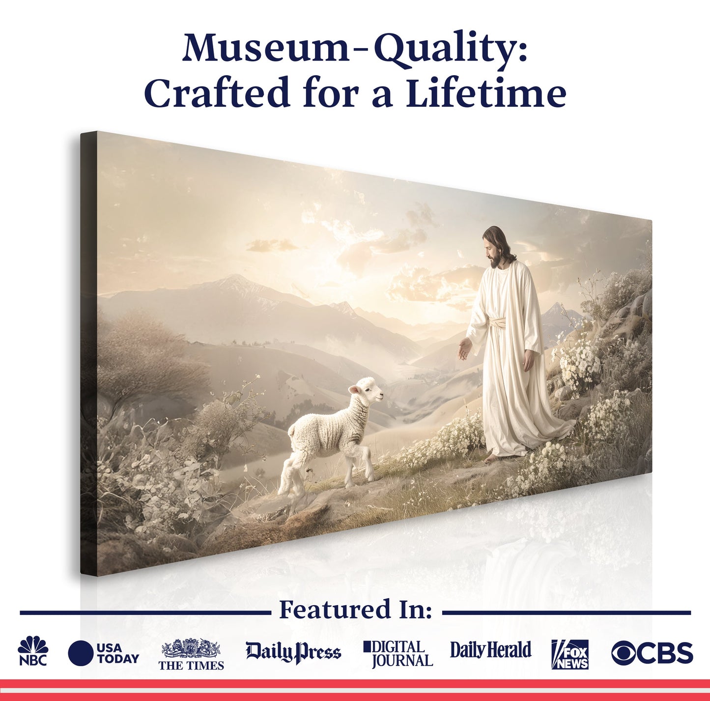 Jesus Protects The Lamb Faith Canvas Wall Art