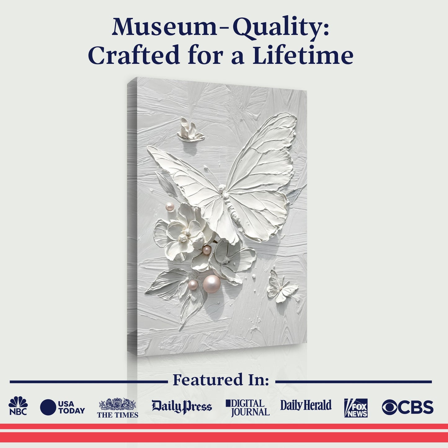 White Butterfly Canvas Wall Art