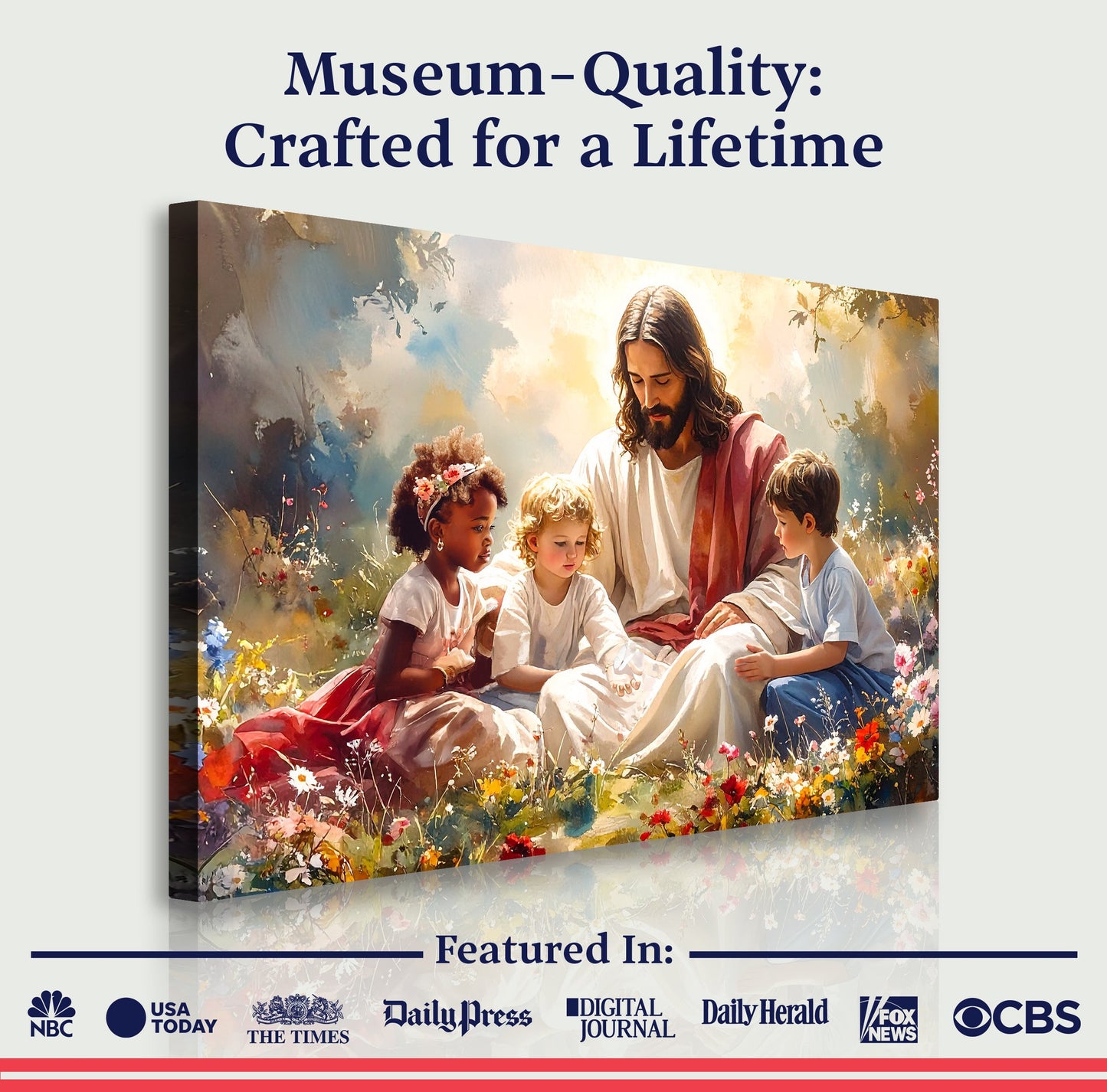 Jesus With Children Inspirational Canvas Wall Art