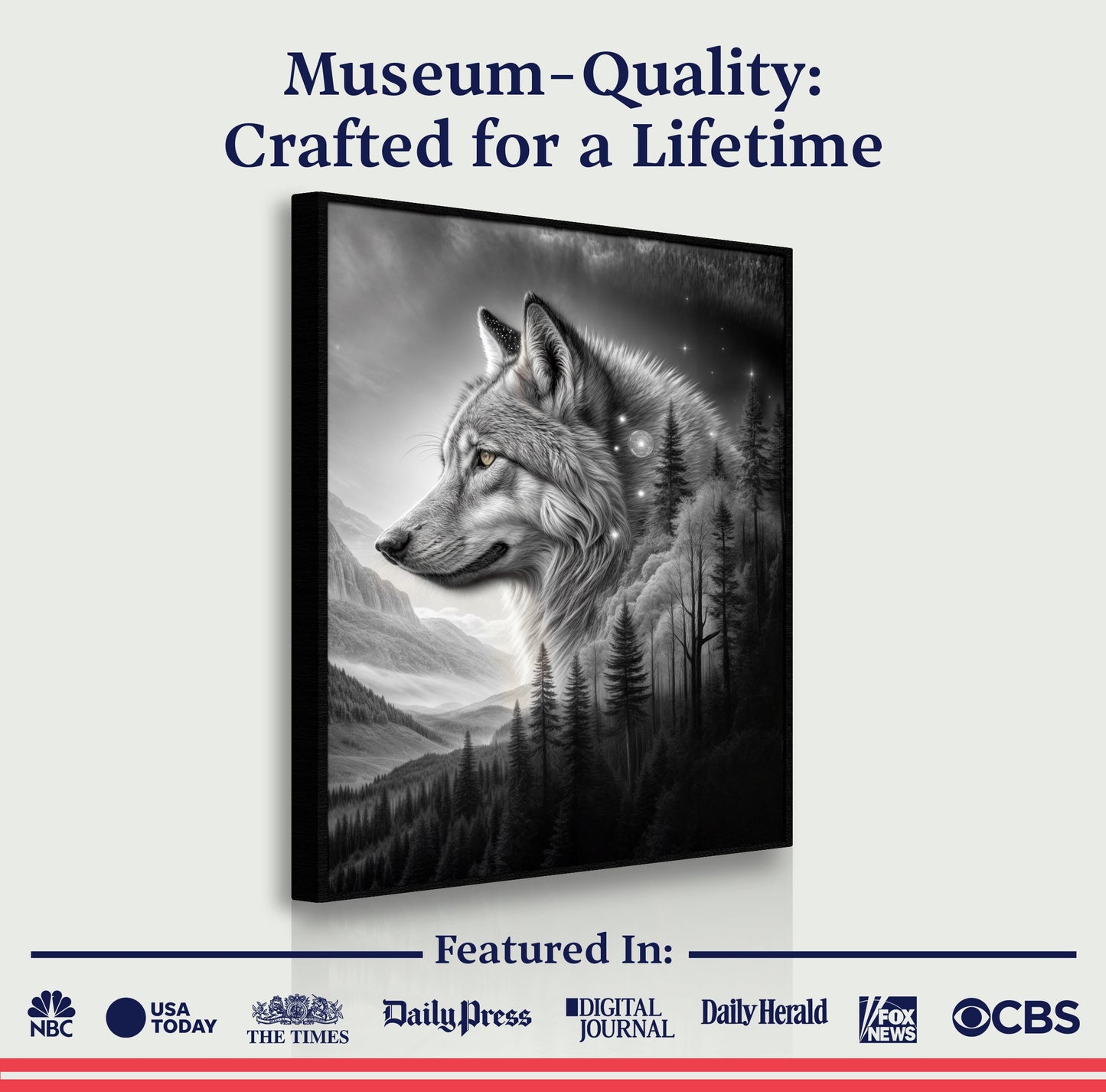 Wolf Double Exposure Canvas Wall Art II