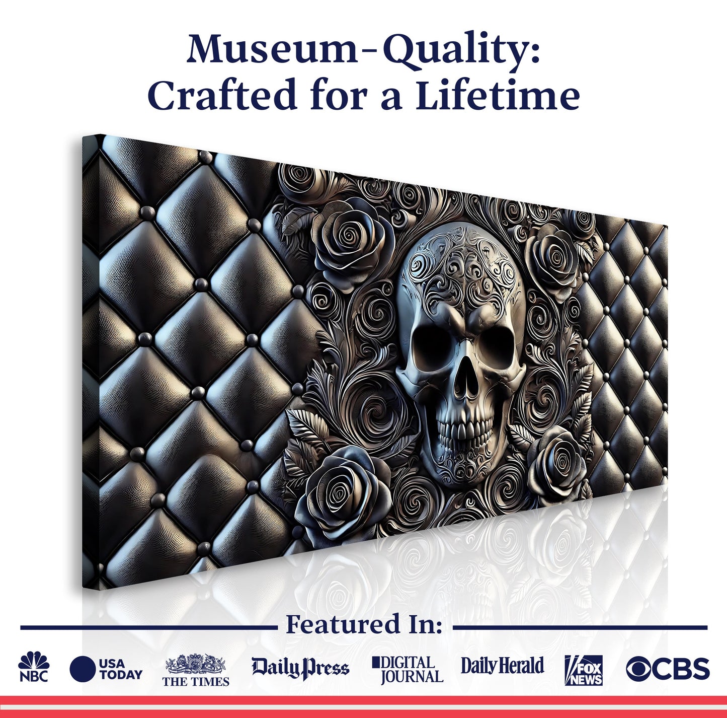 3D Rose and Skull Canvas Wall Art IV
