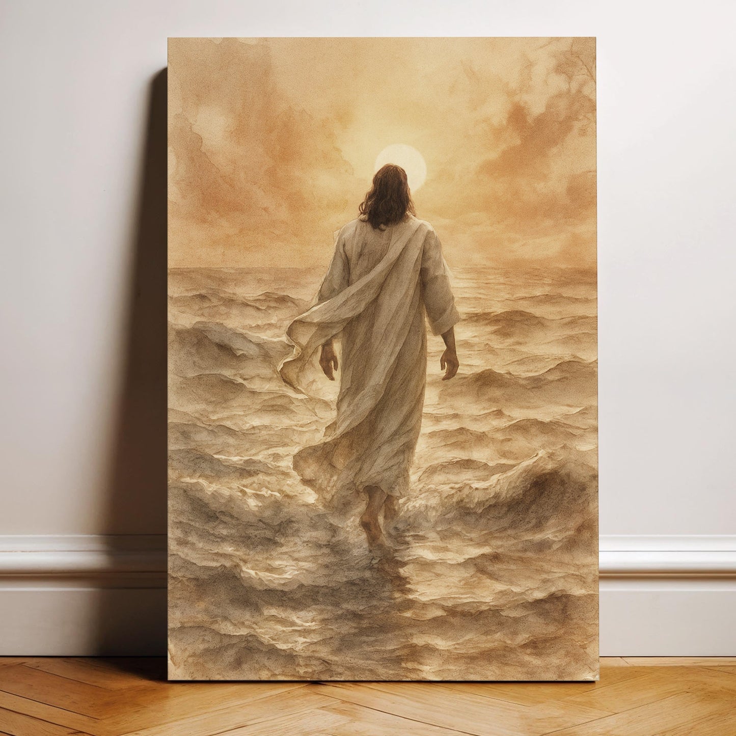 Jesus Walking on Water Christian Art Canvas Print