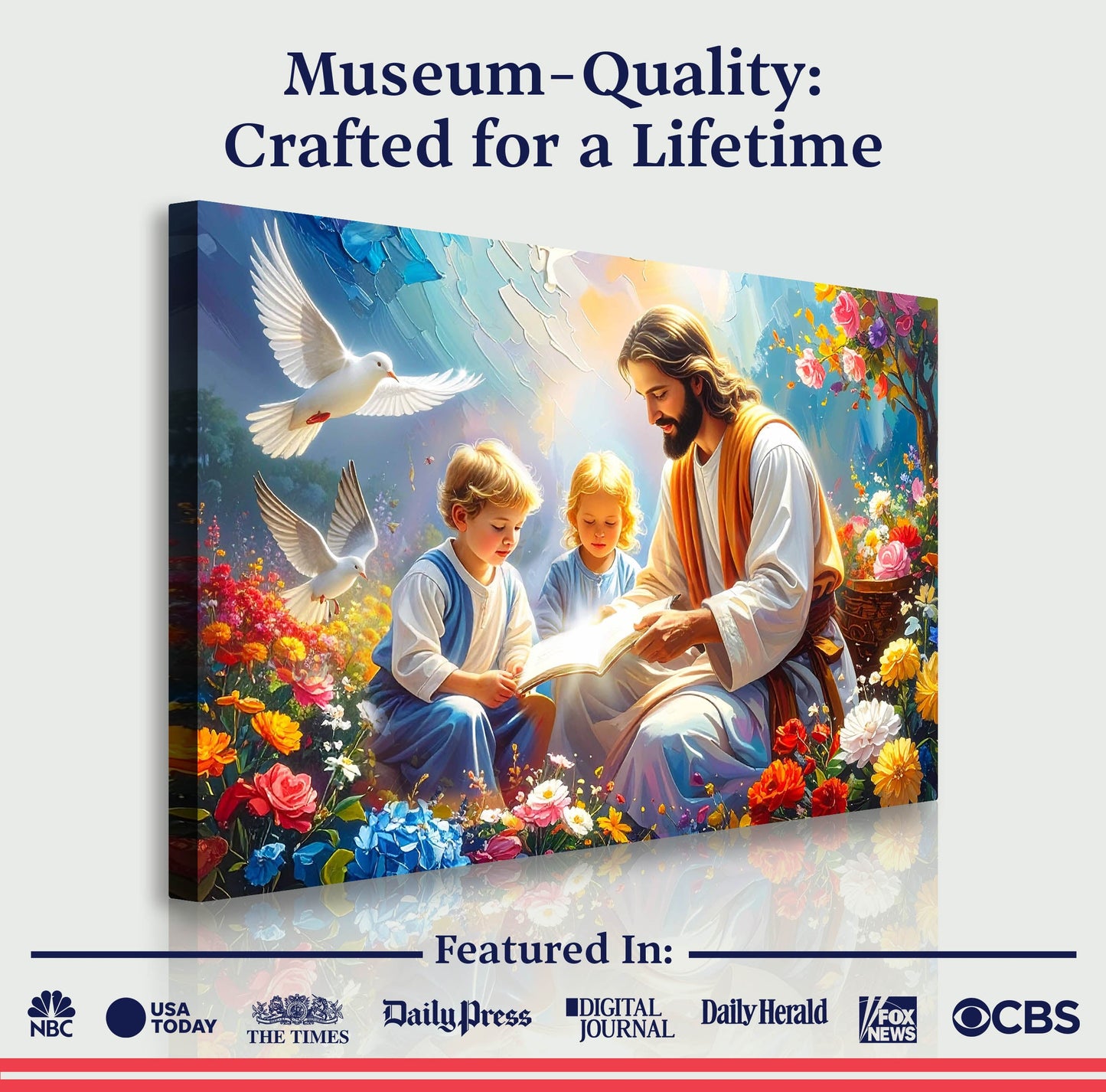 Jesus and Children Religious Canvas Wall Art