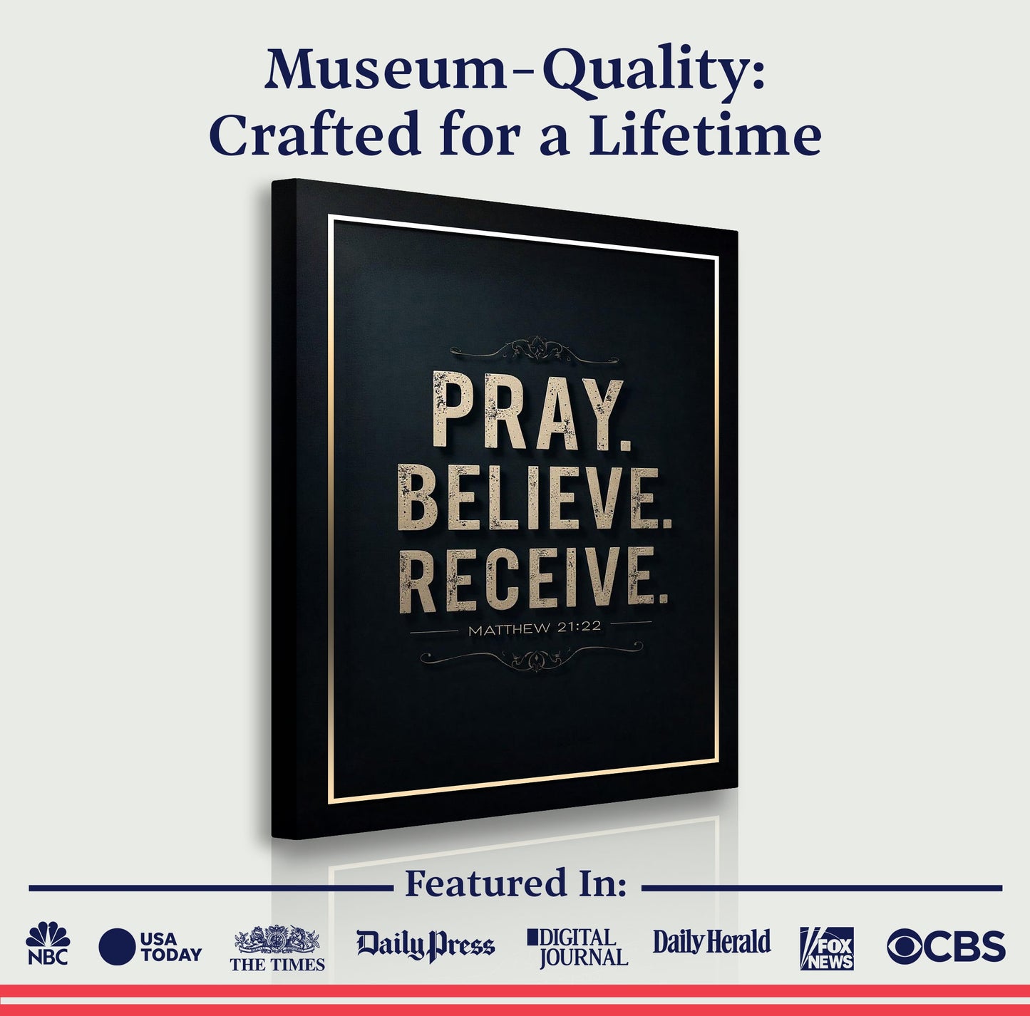 Matthew 21:22 Pray Believe Receive Faith Canvas Wall Art