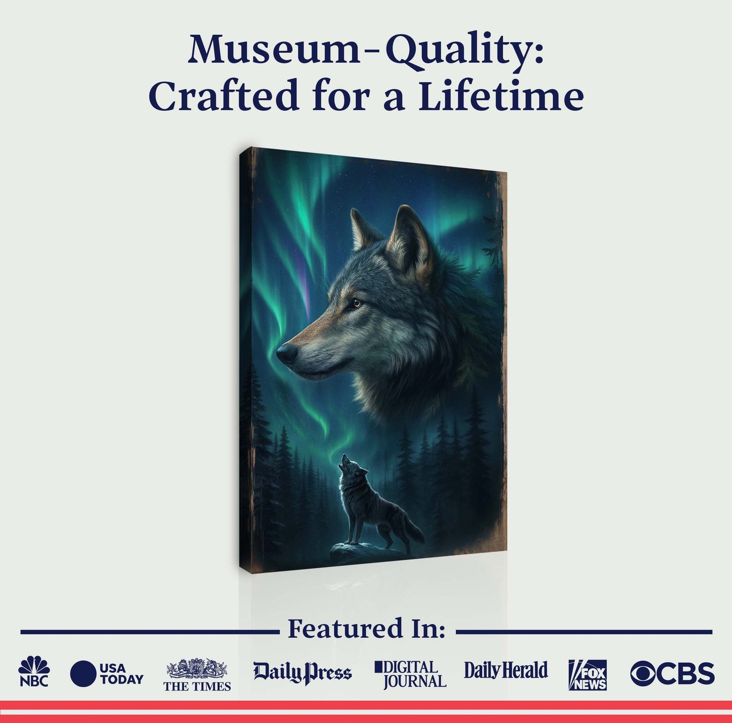 Wolf Double Exposure Canvas Wall Art IV