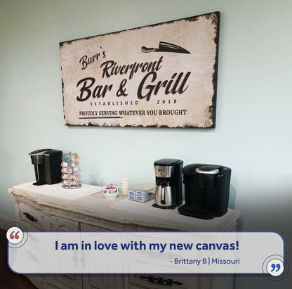 Backyard Bar And Grill Canvas Sign XVI