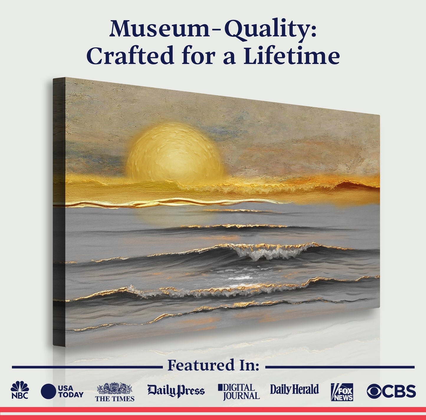 Golden Horizon Calm Canvas Wall Art - Landscape Print