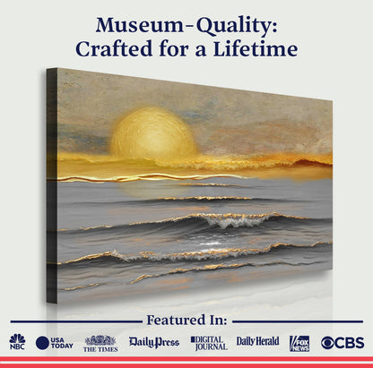 Golden Horizon Calm Canvas Wall Art - Landscape Print