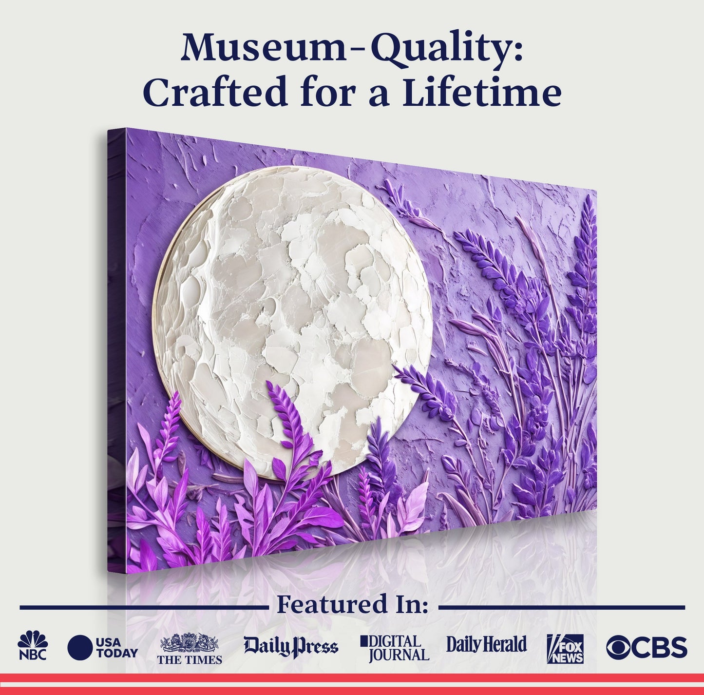 3D Lavender Moon Canvas Wall Art