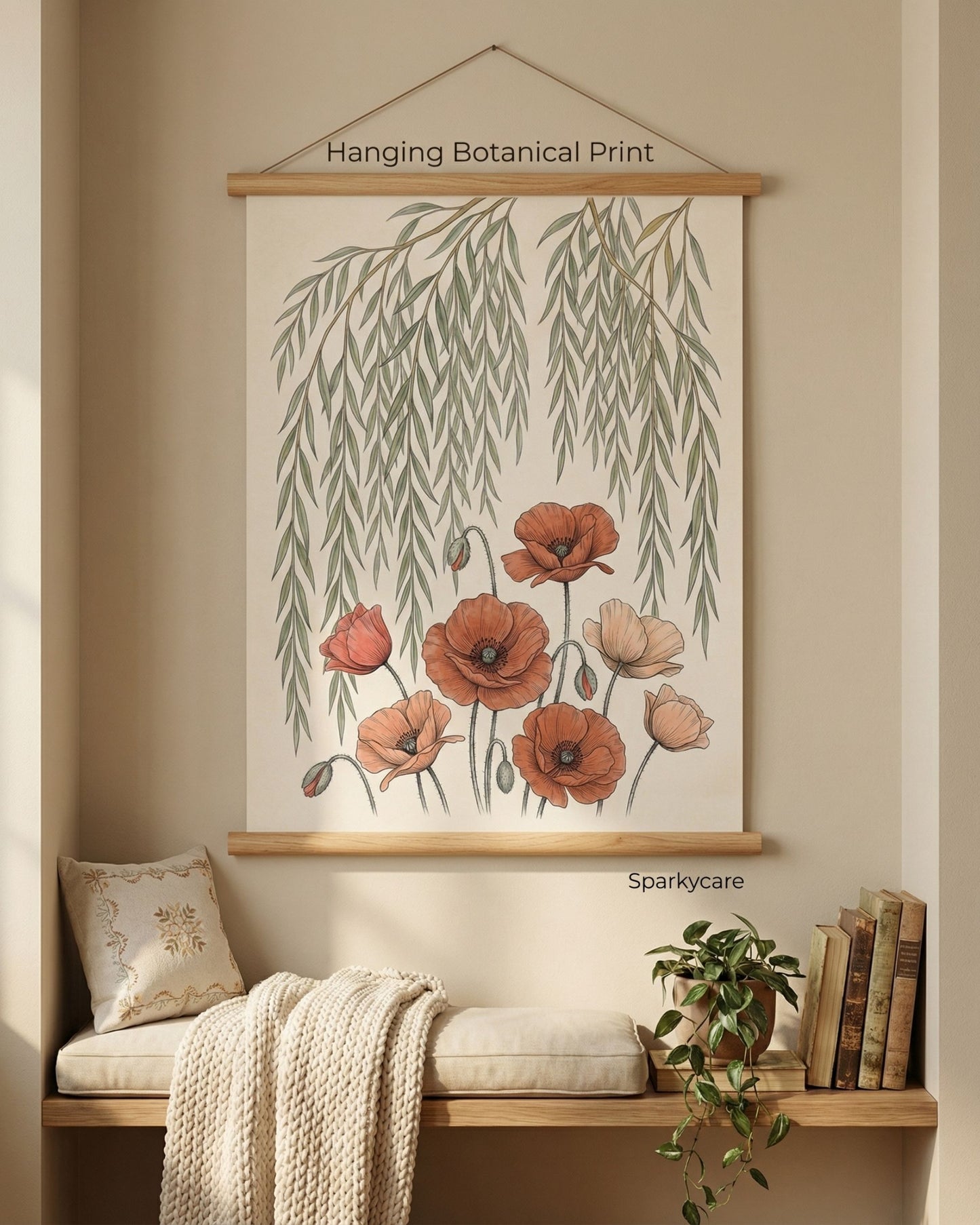 Willow Tree and Poppy Botanical 9th Anniversary Wall Art