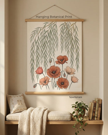 Willow Tree and Poppy Botanical 9th Anniversary Wall Art