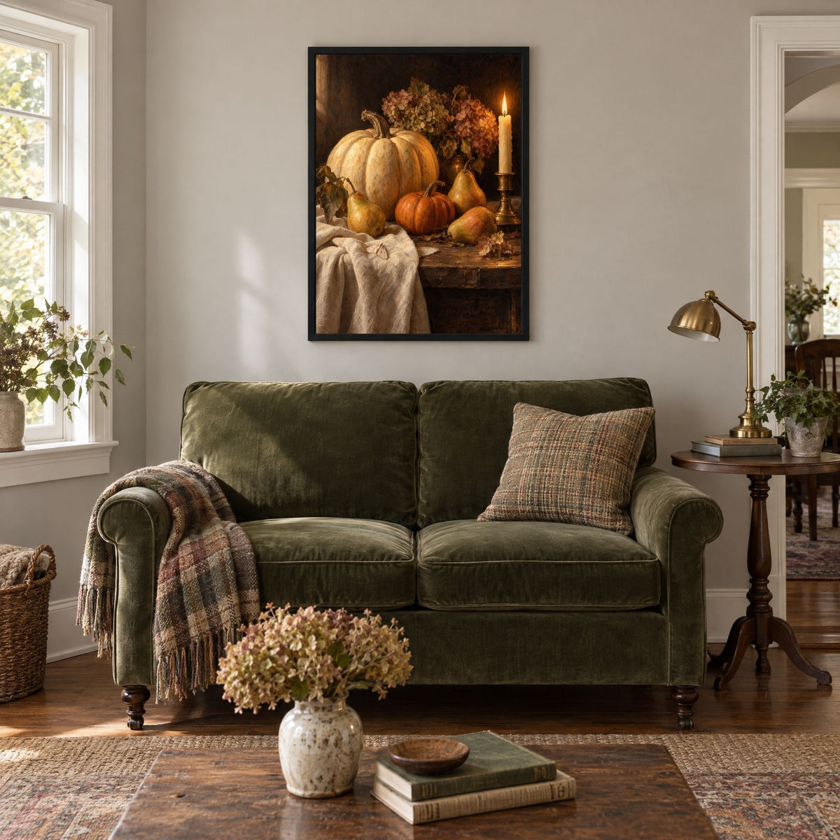 Moody Still Life Wall Art, Autumn Harvest Table Print
