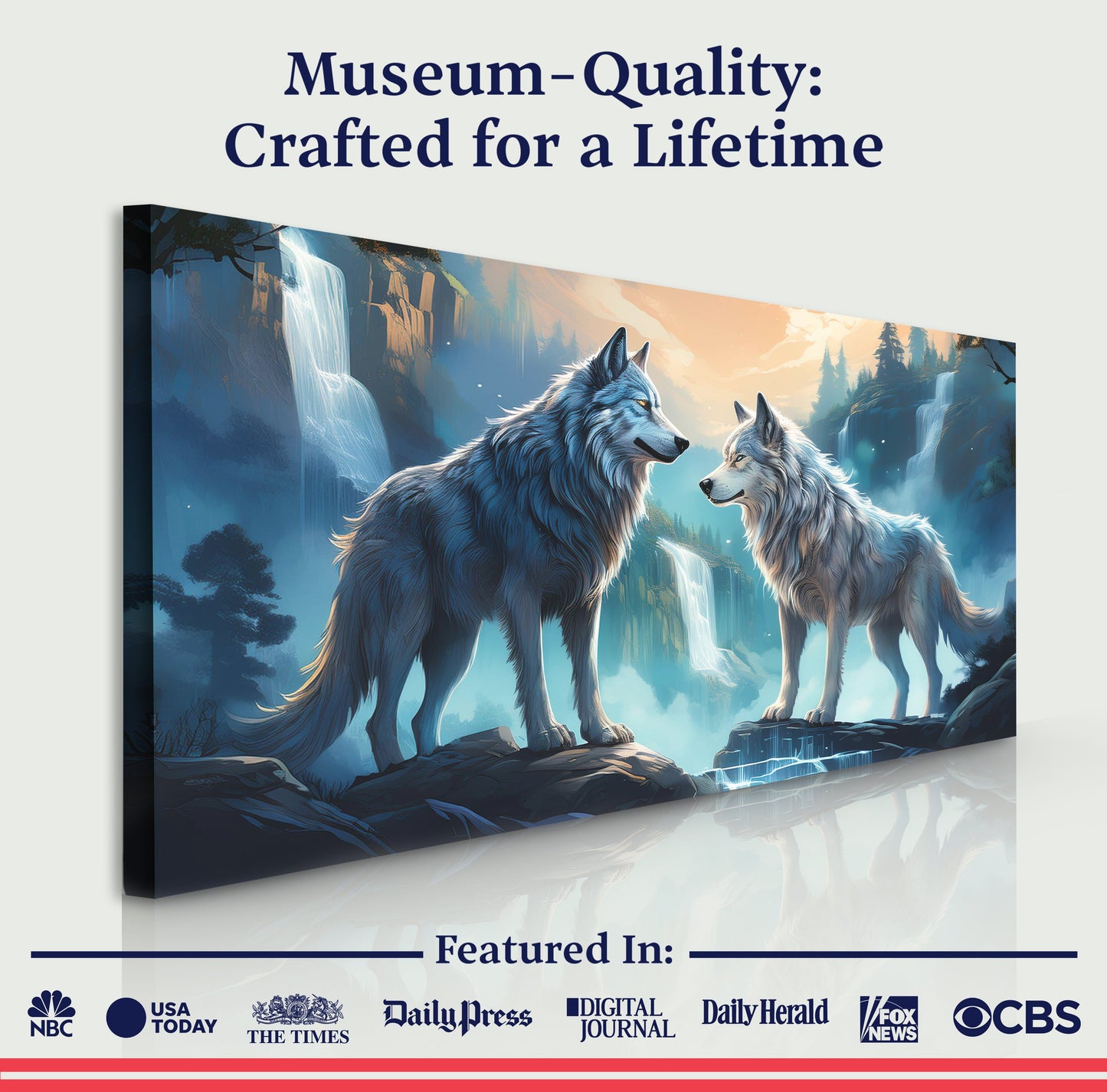 3D Wolves Wall Art Large