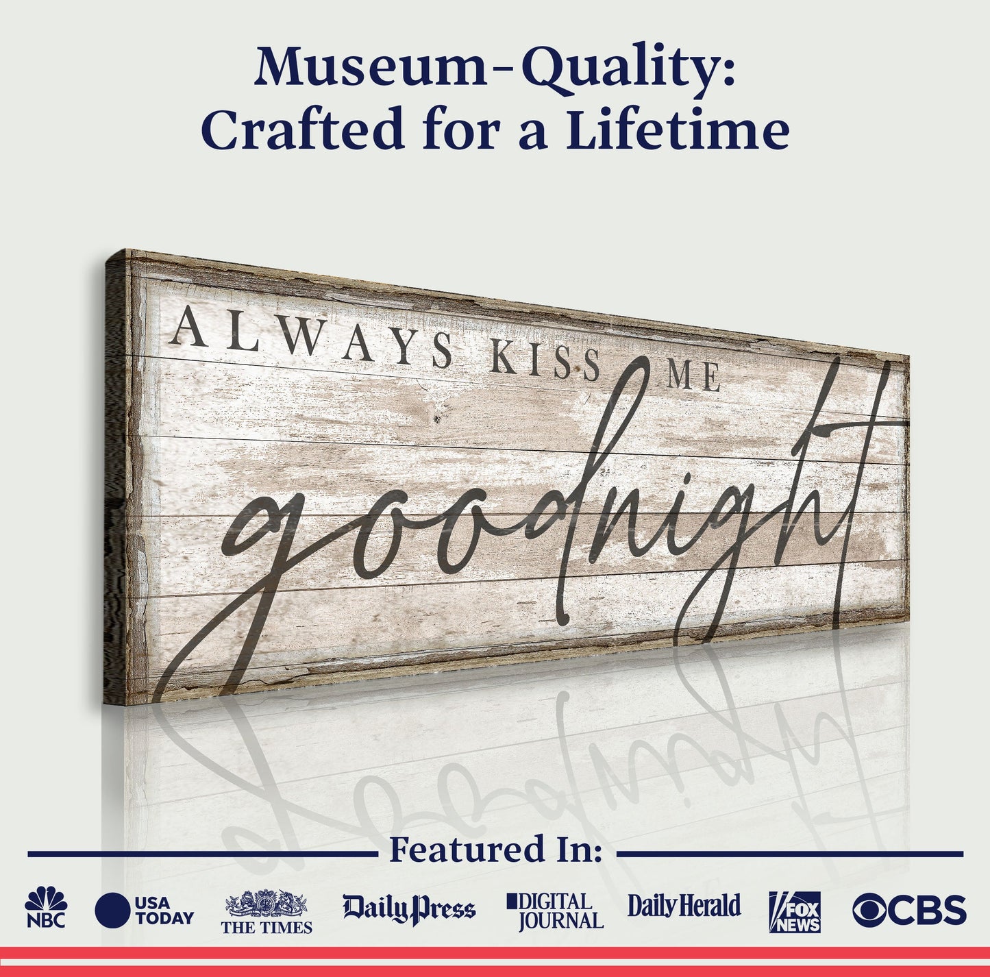 Always Kiss Me Goodnight Bedroom Canvas Sign