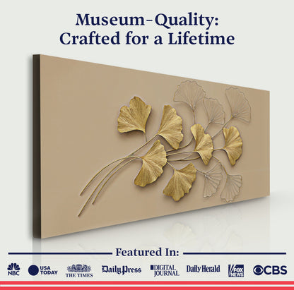 Golden Botanical Canvas Wall Art - Floral Nature Print