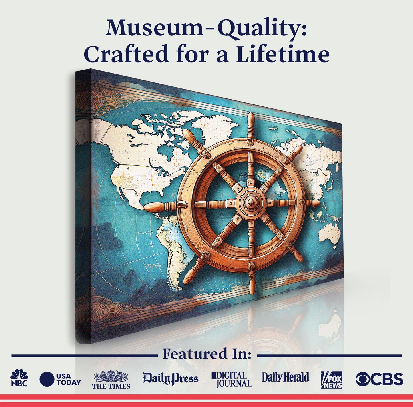 Sailboat and Ship Wheel Coastal Canvas Wall Art