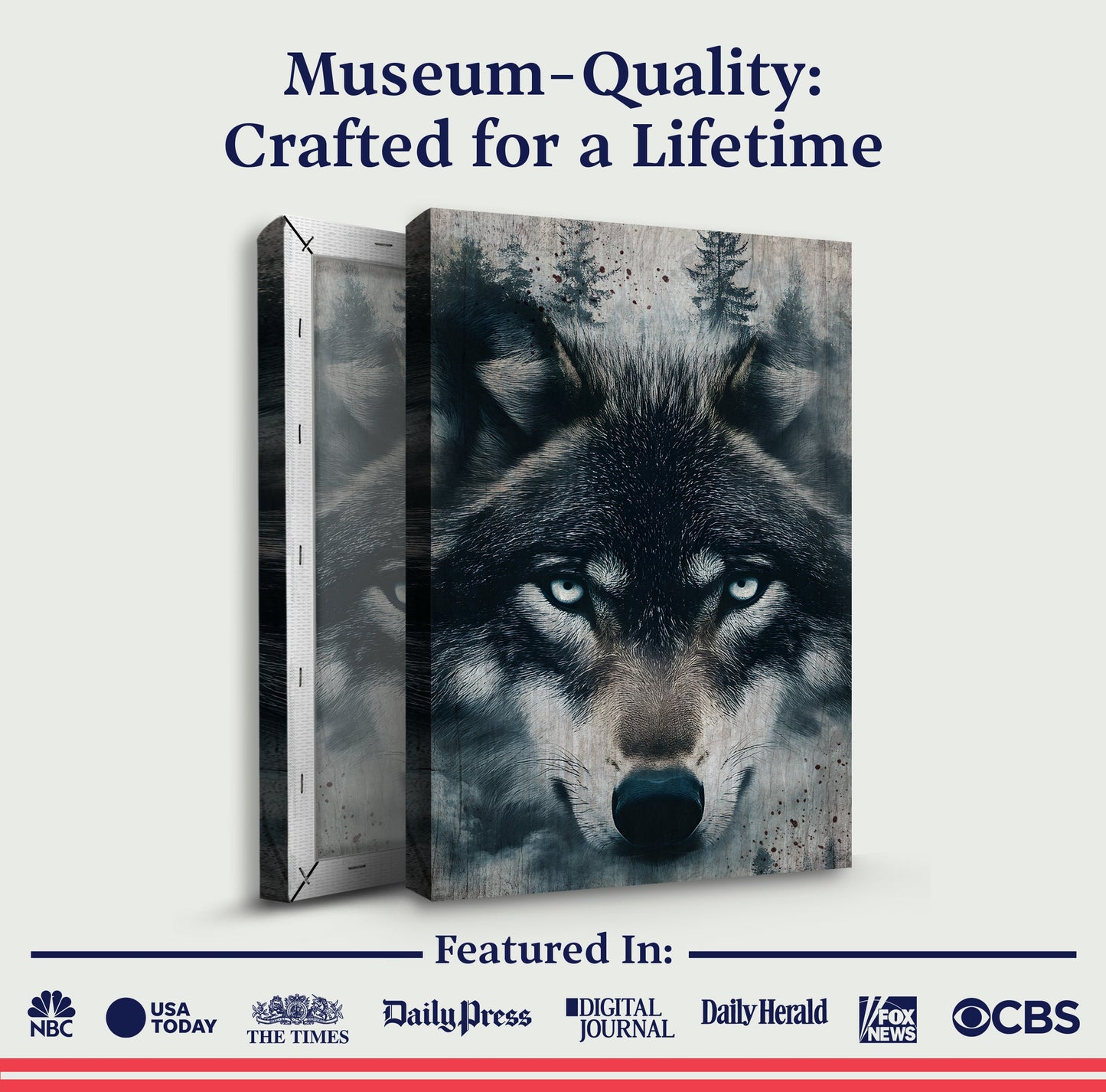 Wolf Double Exposure Canvas Wall Art III