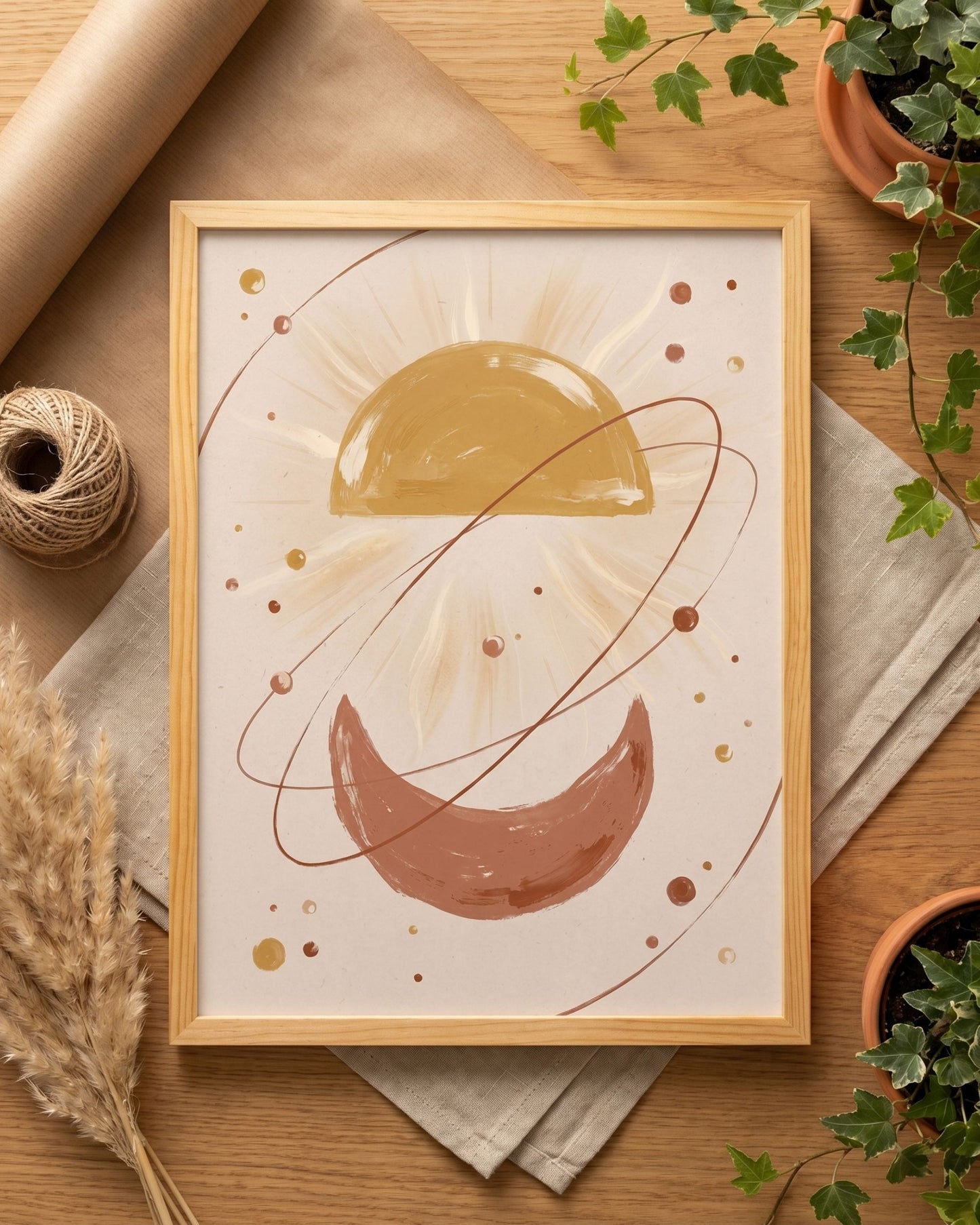 Golden Arc Celestial Boho Wall Art