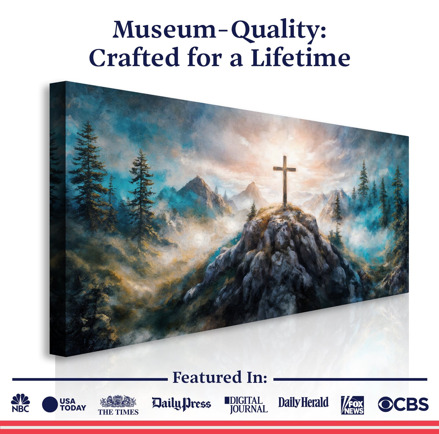 Cross on a Hill Faith Canvas Wall Art