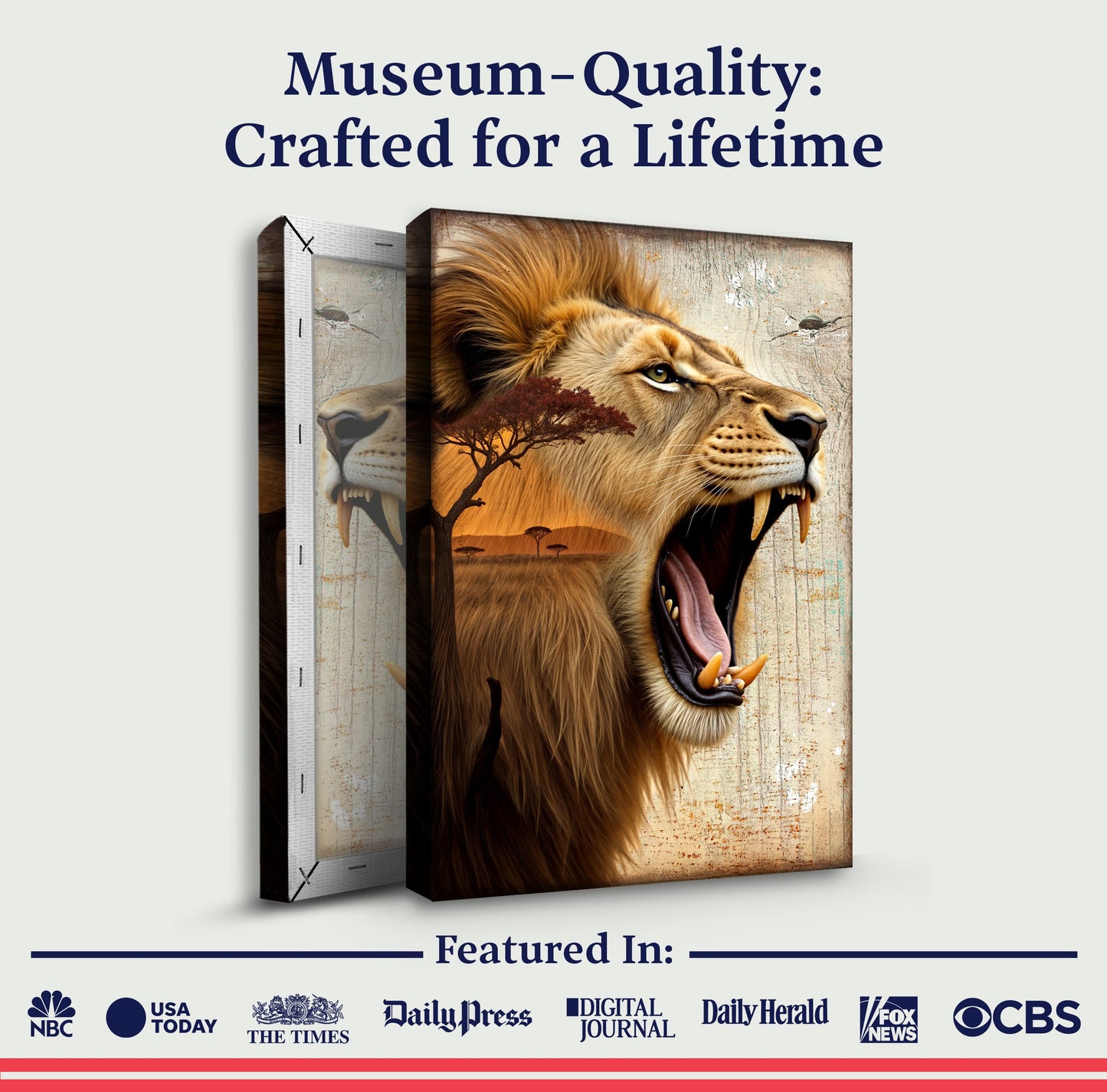 Lion Double Exposure Canvas Wall Art