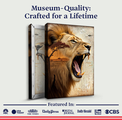 Lion Double Exposure Canvas Wall Art
