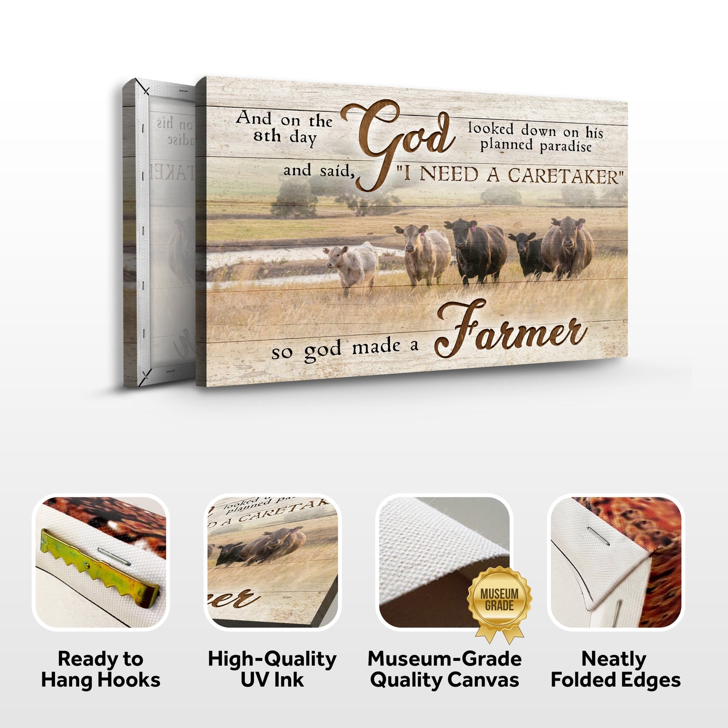 God Made a Farmer Canvas Faith Sign - Farm Wall Art