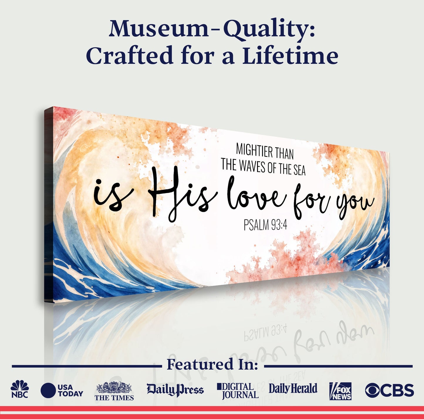 Mightier Than the Waves Psalm 93:4 Canvas Wall Art