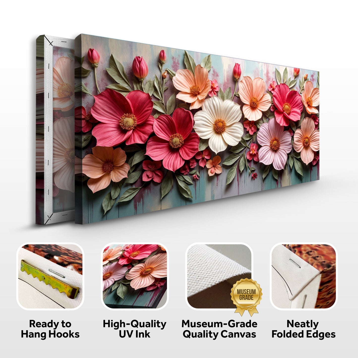 Colorful Realistic Floral Canvas Wall Art