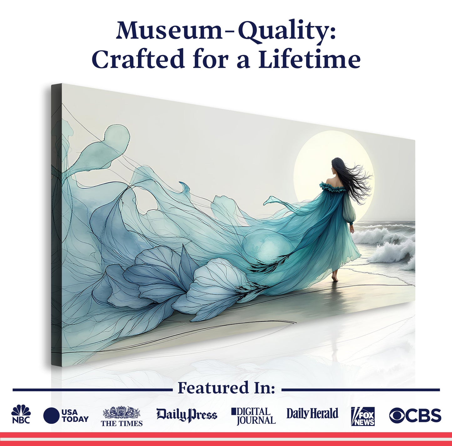 Swirling Winds by the Ocean Abstract Canvas Wall Art