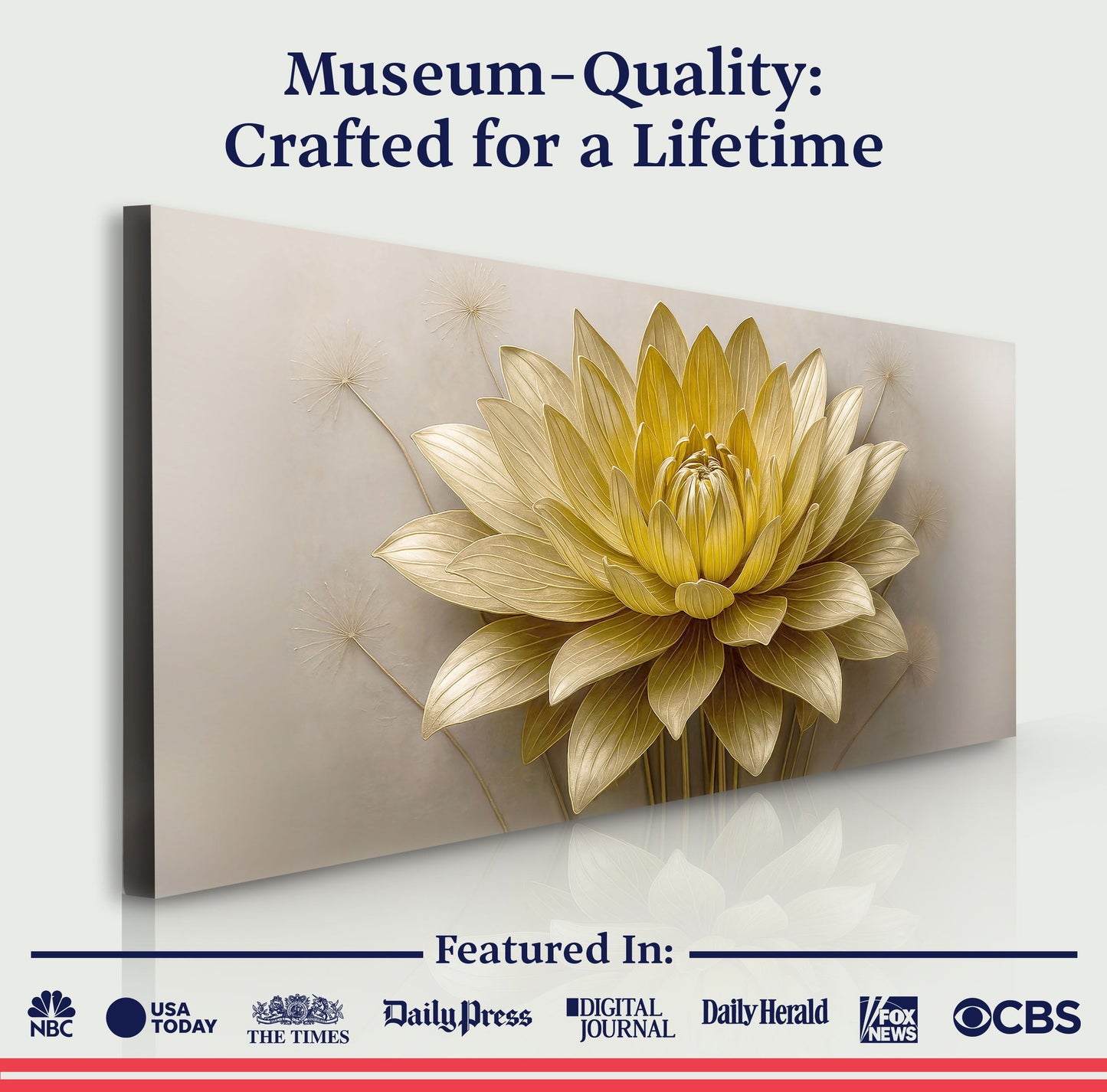 Golden Lotus Minimalist Abstract Canvas Wall Art