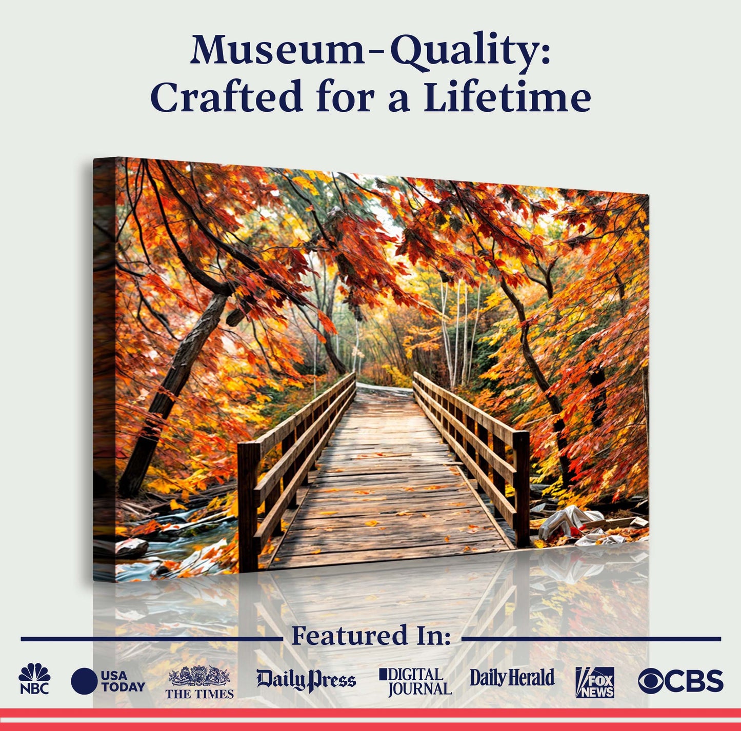 Crossing Autumn Landscape Canvas Wall Art