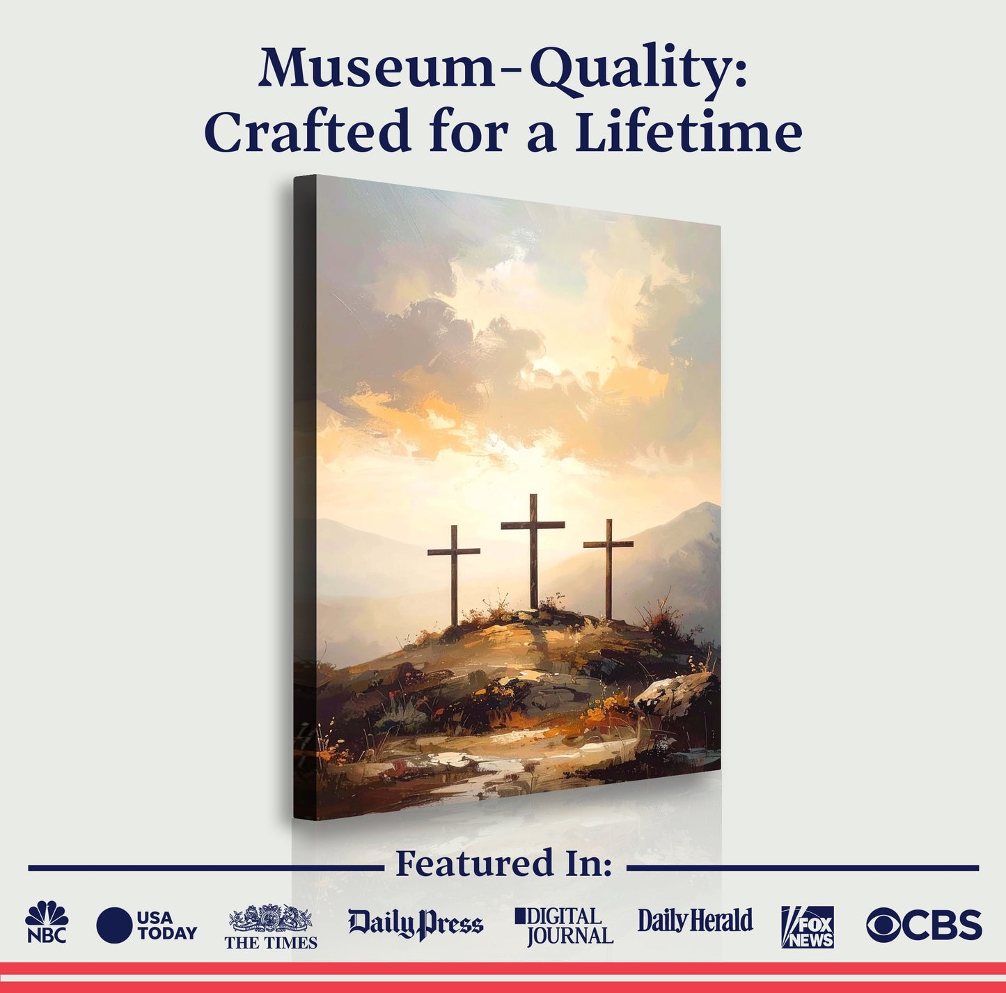 Three Crosses on Calvary Faith Canvas Wall Art