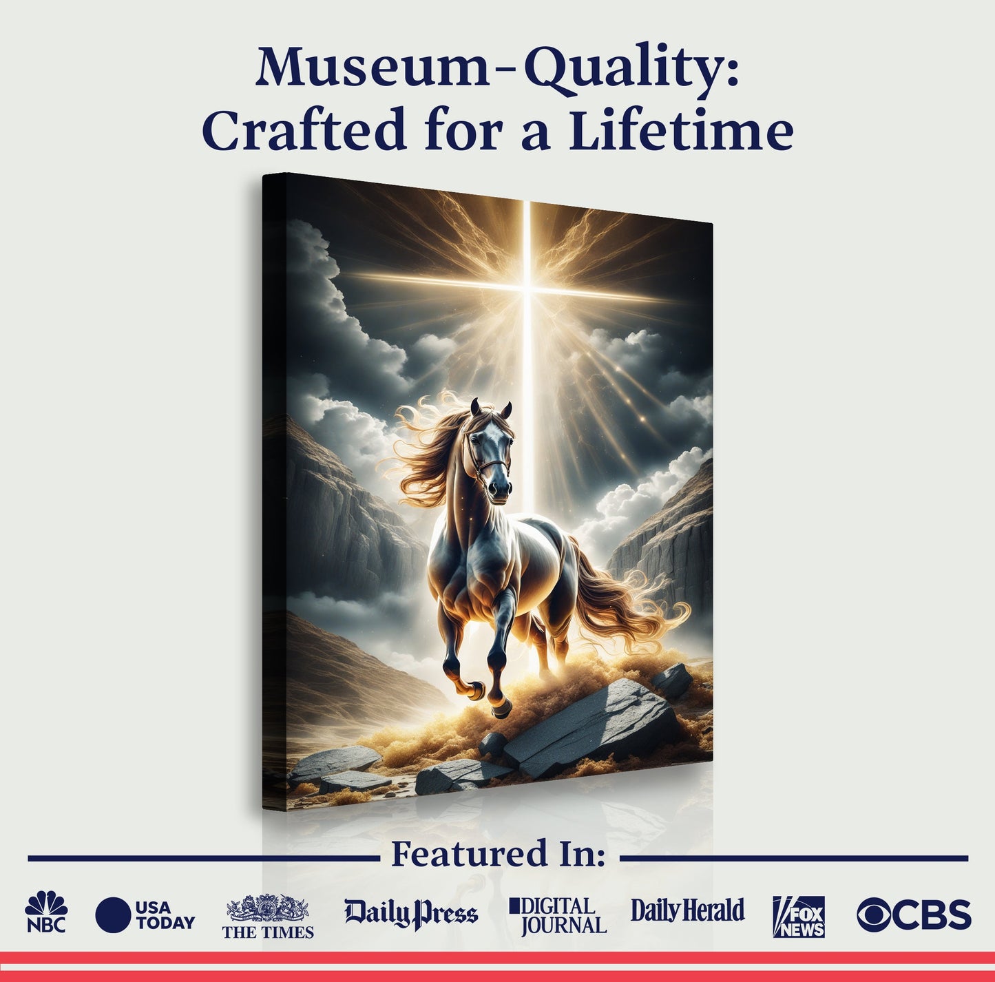 3D Horse Faith Canvas Wall Art II