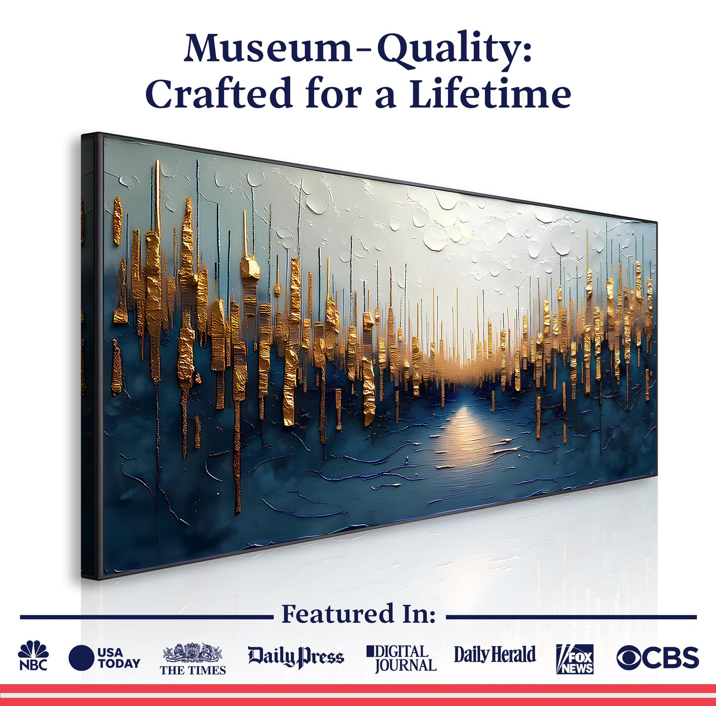 Golden Forest Reflection Abstract Canvas Wall Art