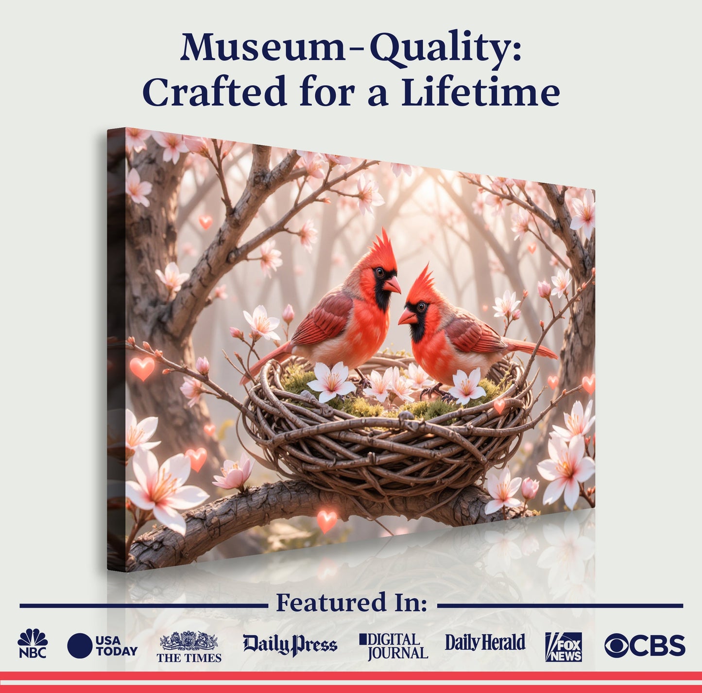 3D Cardinals Canvas Wall Art
