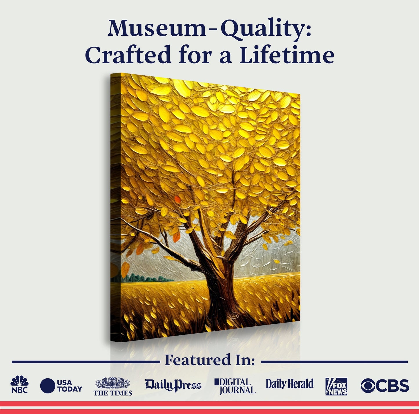 Golden Tree Breeze Canvas Wall Art - Nature Print