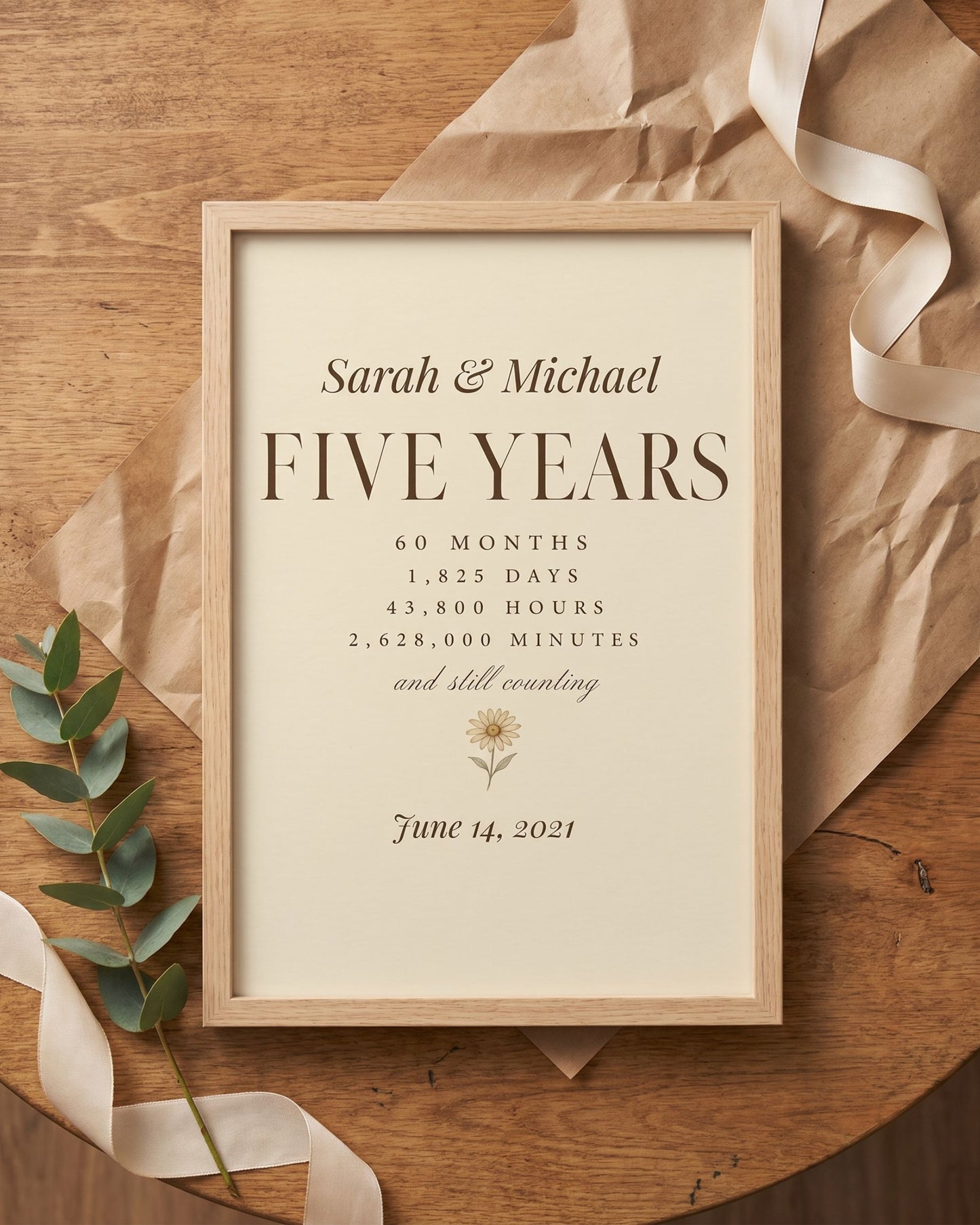Personalized 5 Year Anniversary Print