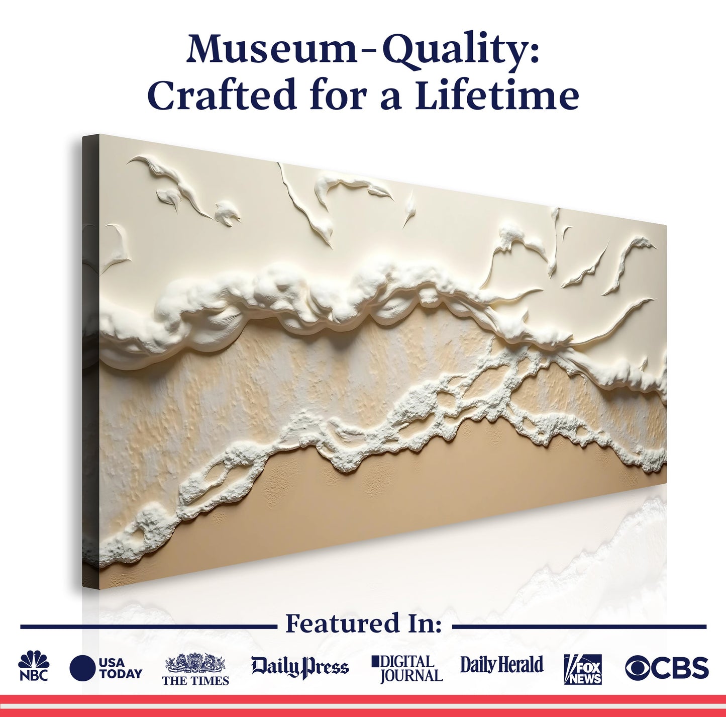 Beige Abstract Ocean Waves Canvas Wall Art