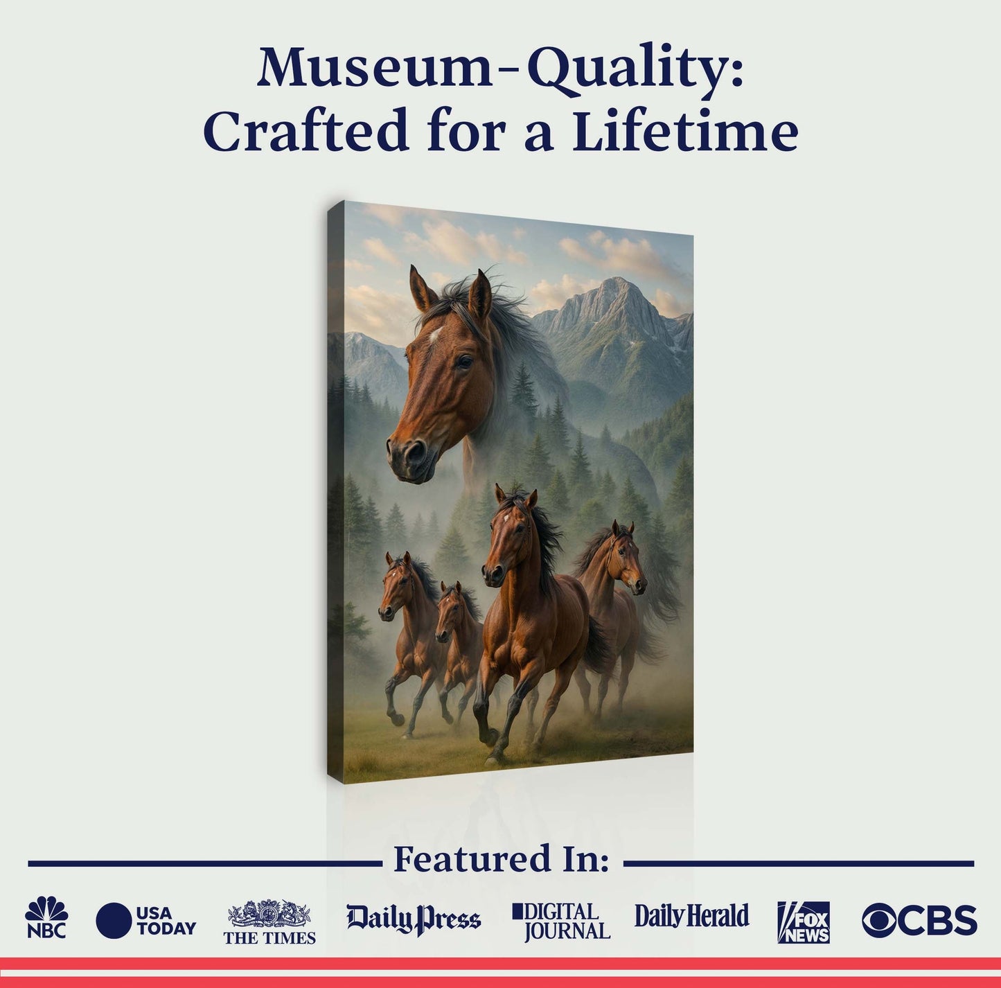 Galloping Horse Double Exposure Canvas Wall Art