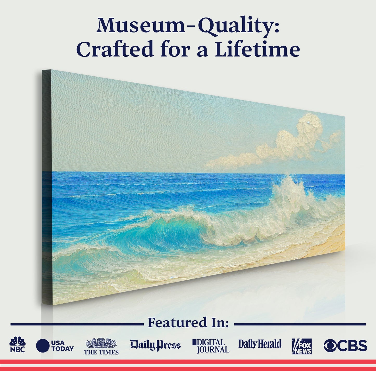 Serene Ocean Wave Coastal Canvas Wall Art