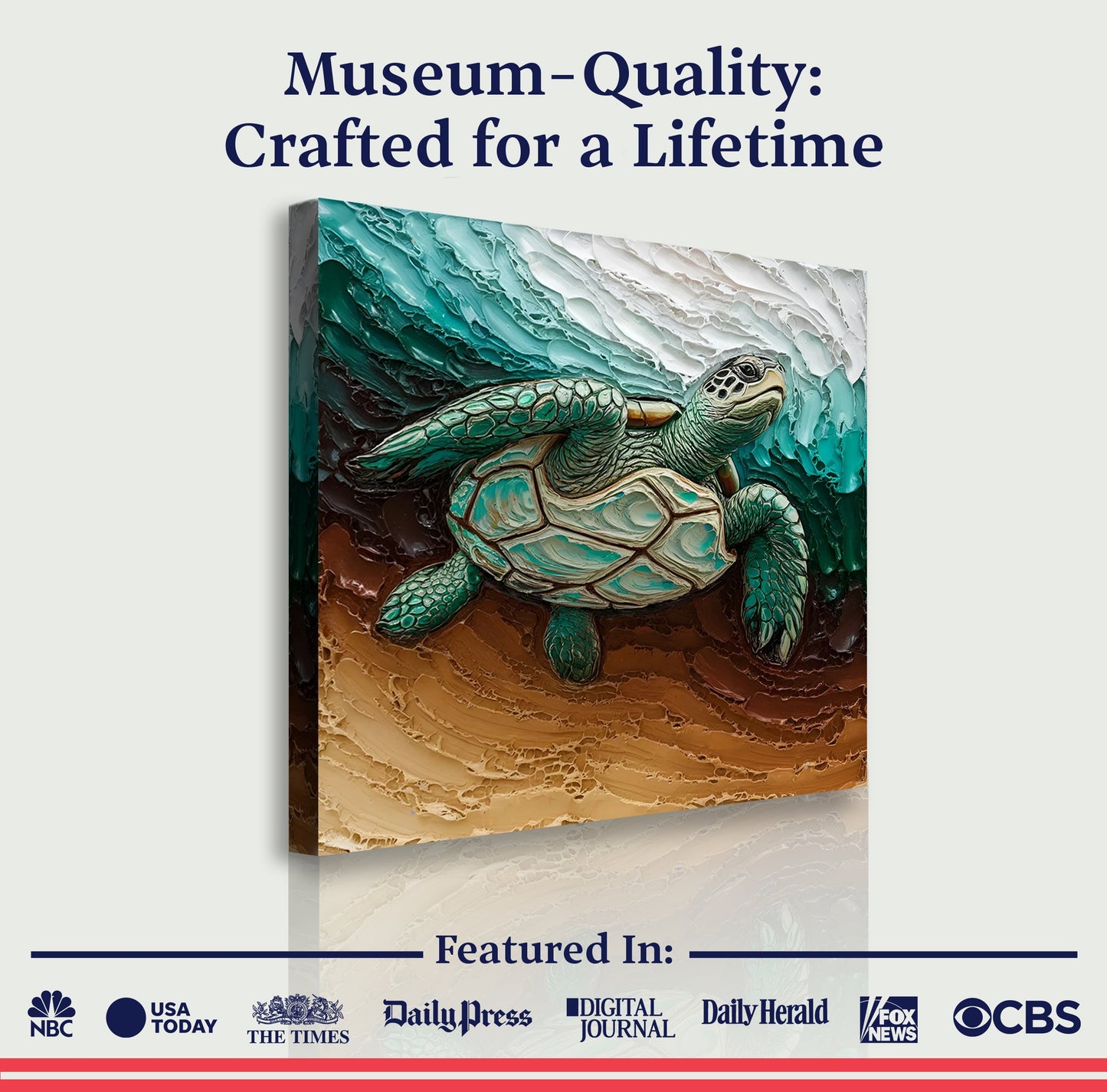 3D Turtle Canvas Wall Art