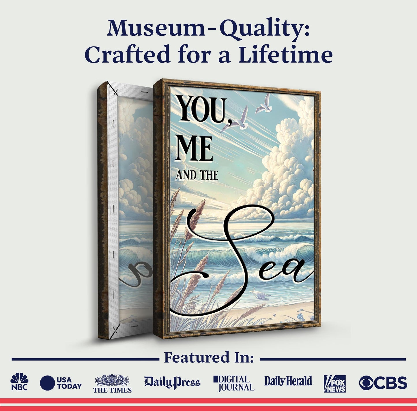 You Me and the Sea Beach Canvas Wall Art