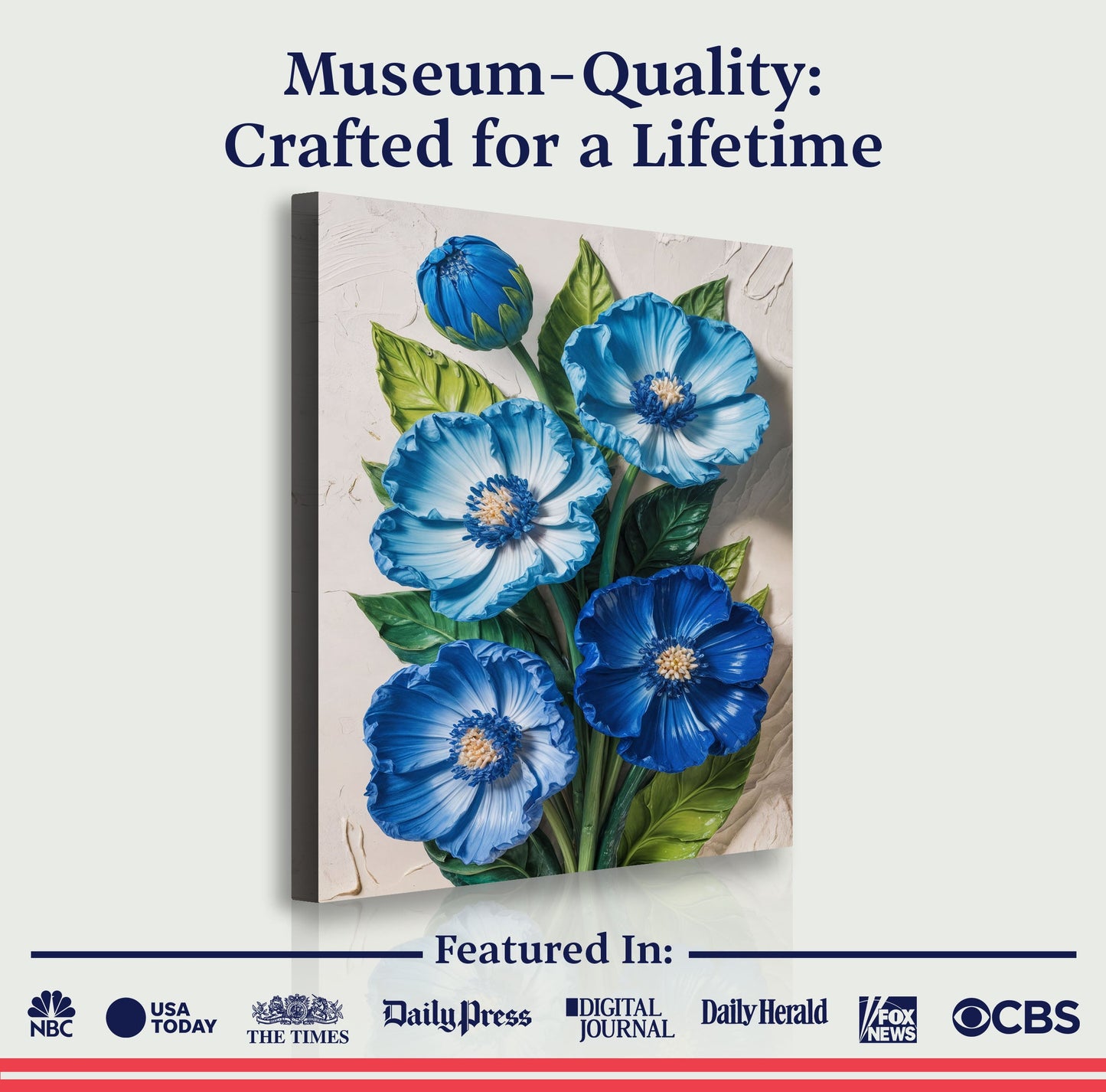 Blue Blossom Bouquet Floral Canvas Wall Art