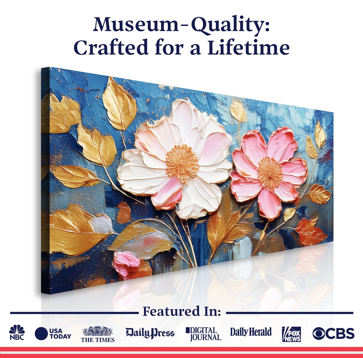 Golden Petals Impasto Canvas Wall Art - Floral Print